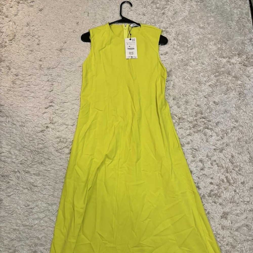 Zara Vibrant Yellow Sleeveless Midi Dress